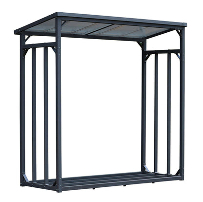 Metall Kaminholzregal außen 185x70x185 cm Pro 40 mm Stahlprofil Anthrazit wetterfest XXL 2,3 m³ Stapelhilfe