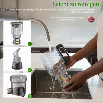 Entsafter 350W Slow Juicer 124mm Einfüllschacht Doppelzerkleinerungstechnik BPA frei Tritan hohe Saftausbeute
