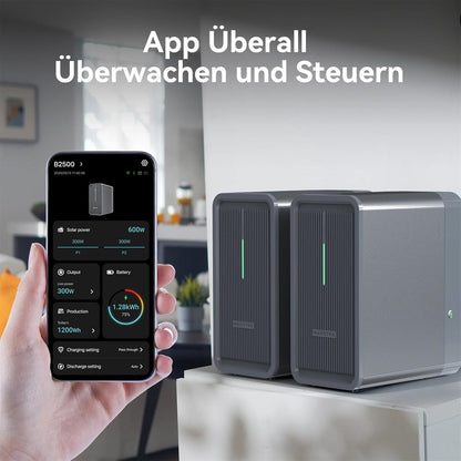 B2500 Balkonkraftwerkspeicher 2025 Upgrade 1600W Solar 2240Wh LiFePO4 6000 Zyklen erweiterbar 8960Wh IP65