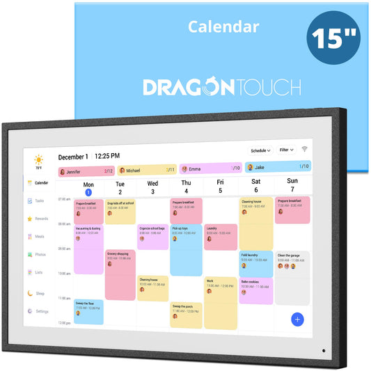 15.6 Zoll Digitaler Wandkalender 1920x1080 FHD, Touchscreen, 32GB, Wandhalterung, Familienplaner, Schwarz