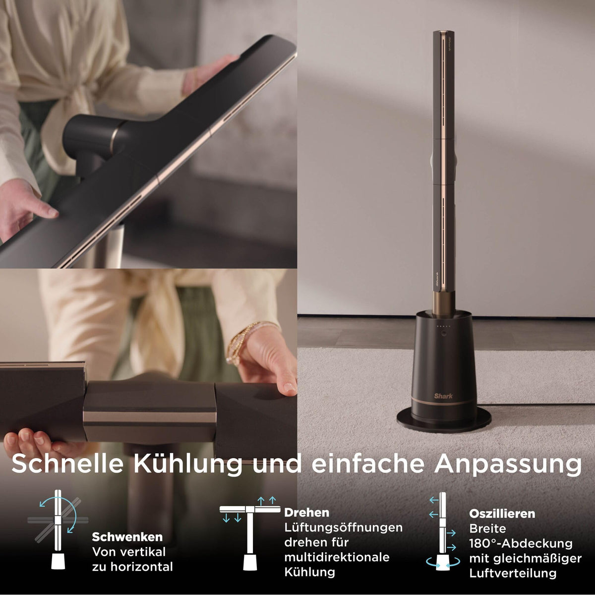Turmventilator TurboBlade TF200SEU, leise, Fernbedienung, 10 Stufen, 180° Oszillation, Timer, 20 m Reichweite