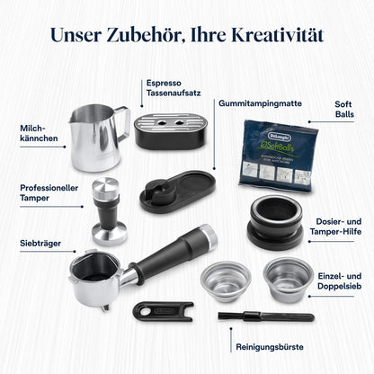 Siebträgermaschine La Specialista Arte EC9155.MB 8 Mahlgrade 15 Bar 3 Temperaturen Milchschaumdüse Barista Kit