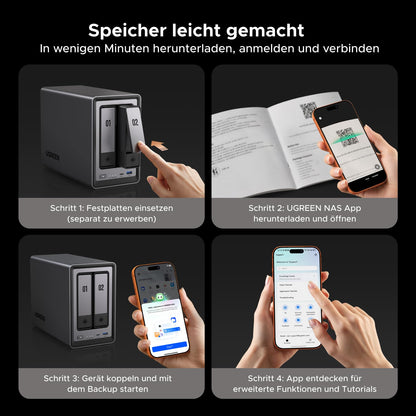 NASync DXP2800 2 Bay NAS ohne HDD, Intel N100, 2,5 GbE, 8 GB DDR5, 2x M.2 NVMe, 4K HDMI, Docker, VMs, AI