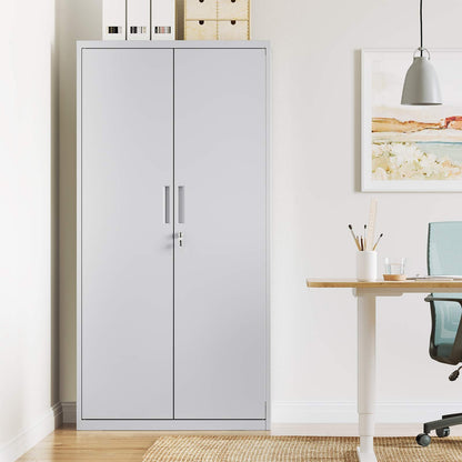 Aktenschrank mit Doppeltüren und Schloss mit 5 Ebenen und verstellbaren Ablagen 80 x 40 x 180 cm