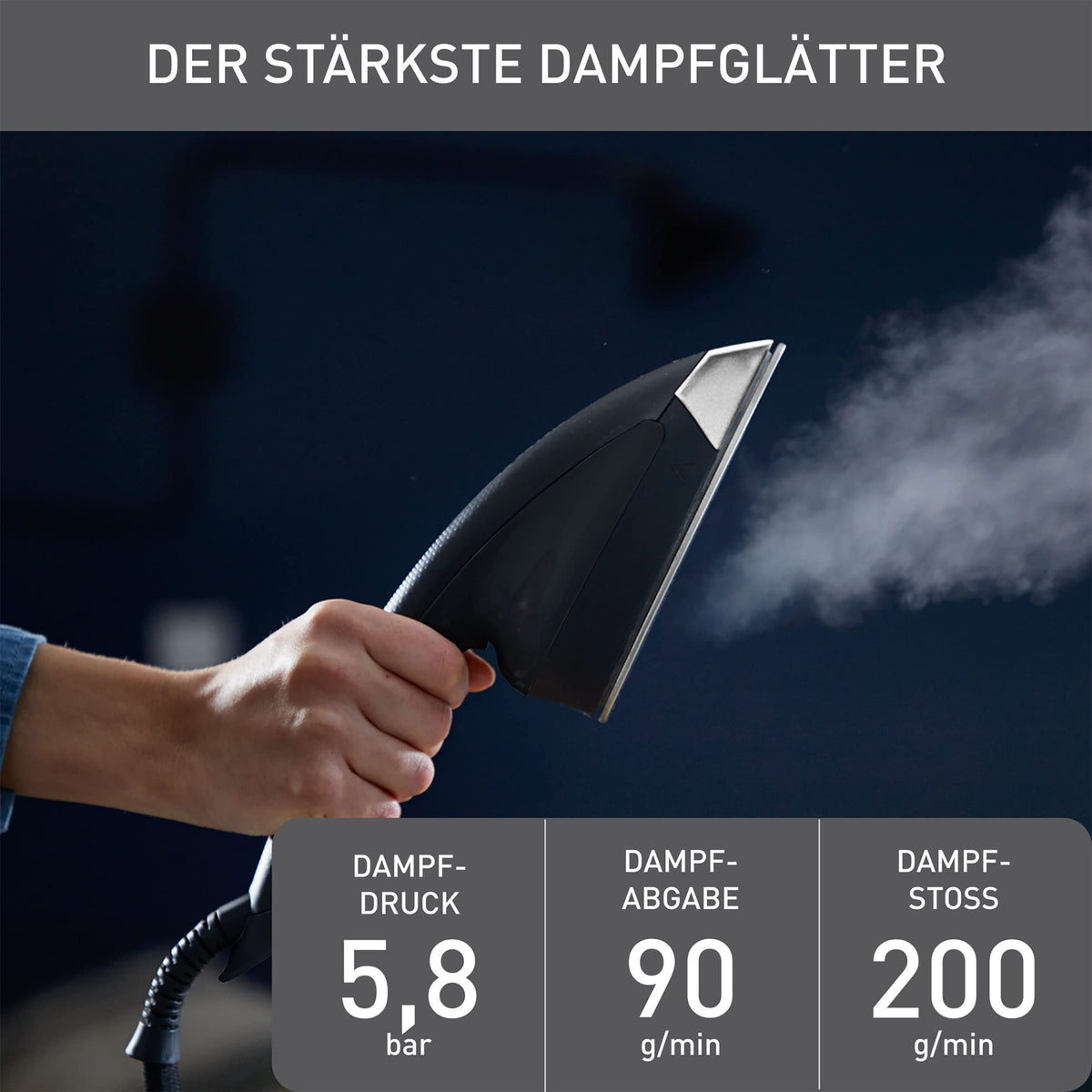 Ixeo Power Hochdruckdampfglätter mit Smartboard, 5,8 bar, 200g/min Dampfstoß, erfrischt & desinfiziert, QT2022