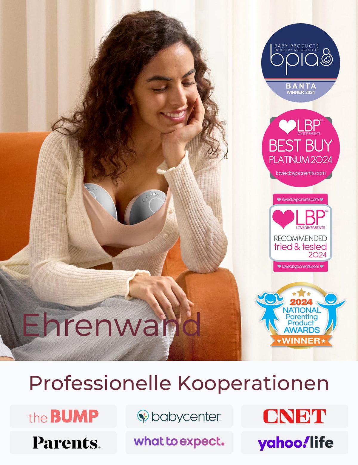 M9 Mobile Flow Elektro-Milchpumpe, handsfree, 2er-Pack rot, App-Steuerung, 15 Stufen, 24 mm Brusthaube, 150 ml