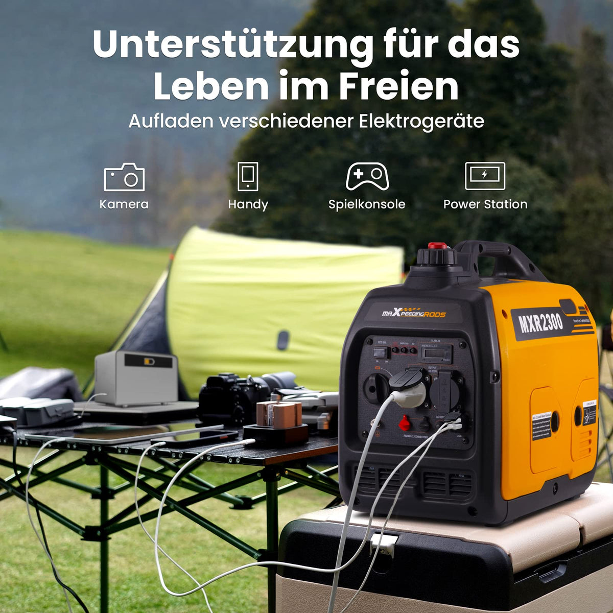 2300W Inverter Stromerzeuger Benzin leise 4 Takt tragbar 18,5kg für Camping Wohnmobil USB 230V Steckdosen