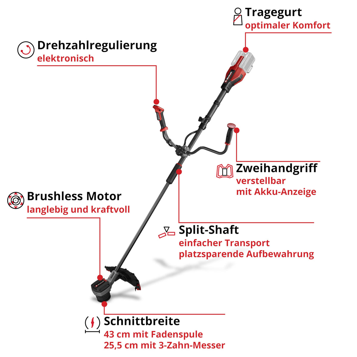 Akku-Sense GP-BC 36/430 Li BL-Solo PXC, 36 V, 1,0 kW, brushless, 43 cm Schnittbreite, Doppelfaden, ohne Akku