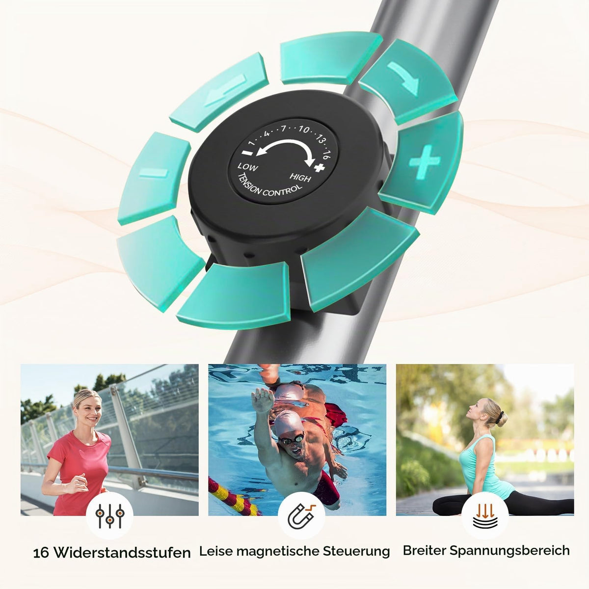 Leiser magnetischer Crosstrainer für Zuhause mit 16 Widerstandsstufen 6kg Schwungrad LCD Pulsmessung