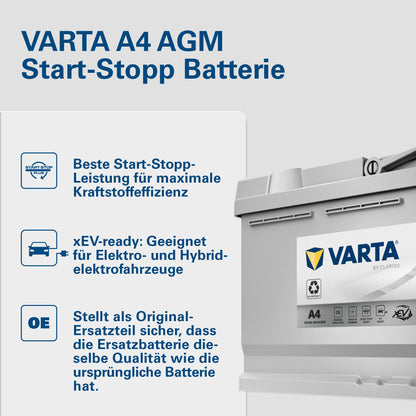Silver Dynamic AGM Batterie A4 Start Stop xEV 12V 105Ah 950A Starterbatterie für Autos mit hohem Energiebedarf