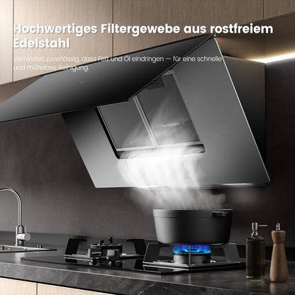 Dunstabzugshaube 90cm A++ 867m³/h ANGJ72B 90PRO EU Umluft Abluft Touch Gestensteuerung 4 Stufen
