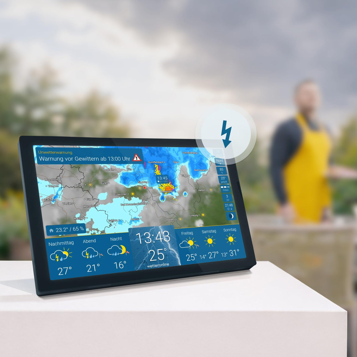 4 WetterDisplay WLAN Wetterstation mit WetterRadar HD Farbdisplay 14 Tage Vorhersage Unwetterwarnungen