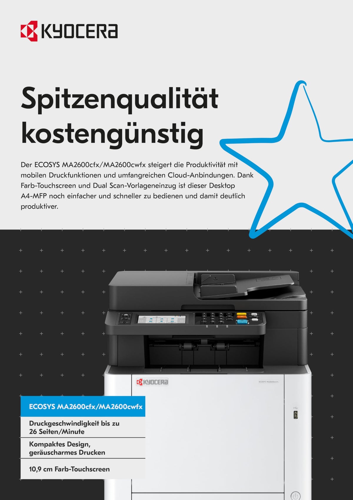 Ecosys MA2600cwfx Farblaserdrucker Multifunktionsgerät WLAN Drucker Scanner Kopierer Fax Mobile Print Funktion