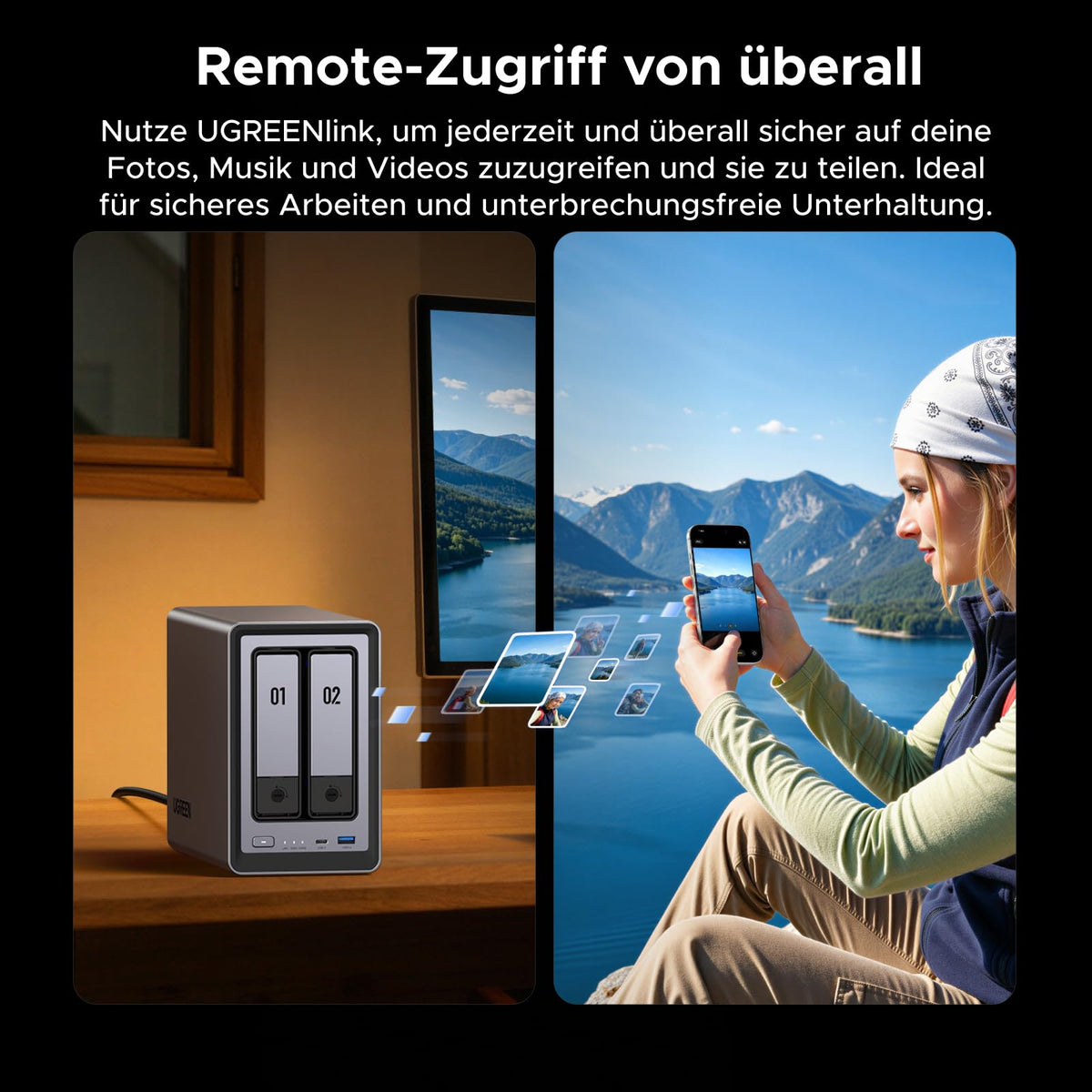 NASync DXP2800 2 Bay NAS ohne HDD, Intel N100, 2,5 GbE, 8 GB DDR5, 2x M.2 NVMe, 4K HDMI, Docker, VMs, AI