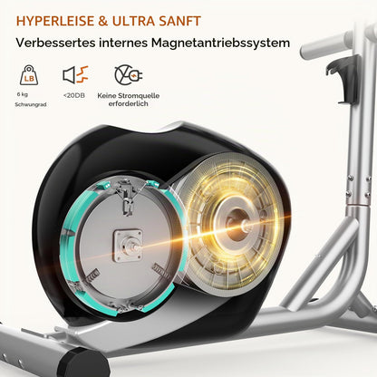 Leiser magnetischer Crosstrainer für Zuhause mit 16 Widerstandsstufen 6kg Schwungrad LCD Pulsmessung
