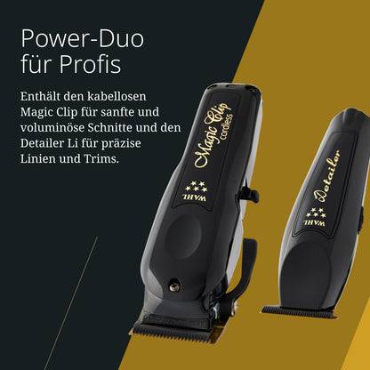 Kabellose Barber Combo, Magic Clip und Detailer Li, Titan und DLC Klingen, 100 Min, 6 Aufsätze, Styling Kamm