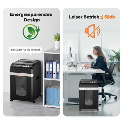 Aktenvernichter AutoFeed 200 Blatt P4 Mikroschnitt 60 Min 31L herausziehbarer Behälter leise 58 dB C283