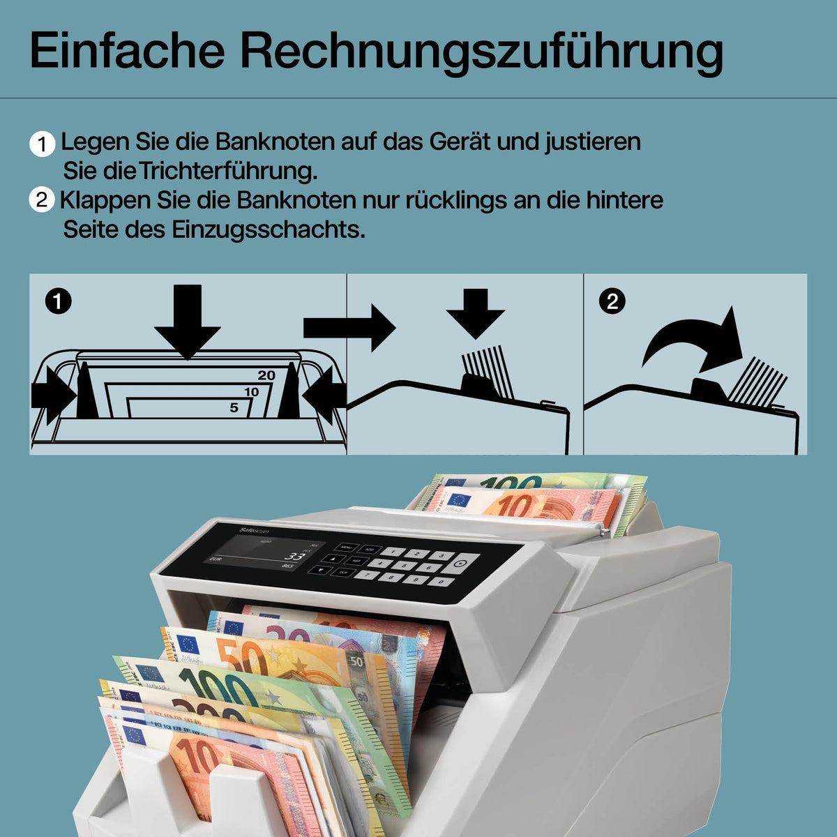 Banknotenzähler 2465 S Wertzählung 7 fache Echtheitsprüfung zählt sortierte Banknoten aller Währungen