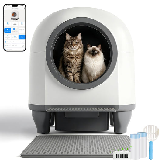Automatisches Katzenklo 90L für Mehrkatzenfamilien selbstreinigend App Steuerung Mehrfachsicherheit Deo System