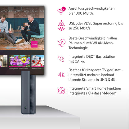 Speedport 7 WiFi 7 Router, Glasfasermodem, 6.760 Mbit/s, Mesh, SmartHome Basis, ideal für Entertain TV in 4K