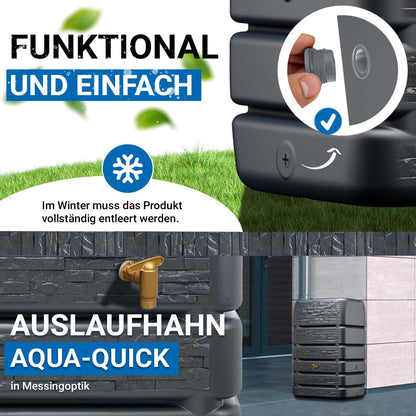 Slim Stone Decor Regentonne Mauertank 510 Liter Anthrazit Steinoptik für Außenbereich Gartenbewässerung