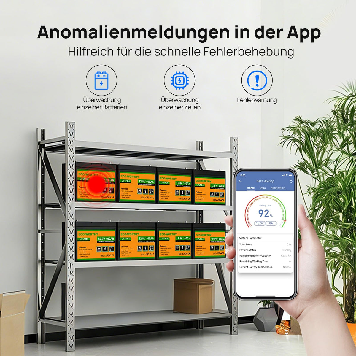 LiFePO4 12V 100Ah Bluetooth mit 12/24V 20A Ladegerät BMS Niedrigtemperaturschutz für Wohnmobil Boot Wohnwagen