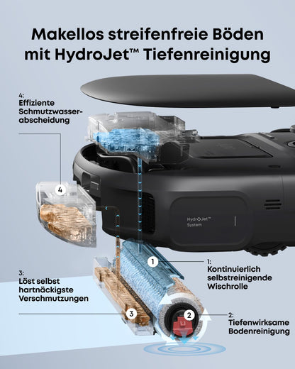 HydroJet C28 Saugwischroboter 15000 Pa KI Hindernisvermeidung selbstreinigende Wischrolle 5 in 1 Station