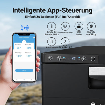 31L Schublade Kompressor Kühlbox 12V/24V App Steuerung -20°C bis 20°C Max Eco Modus für Auto LKW Boot Camping