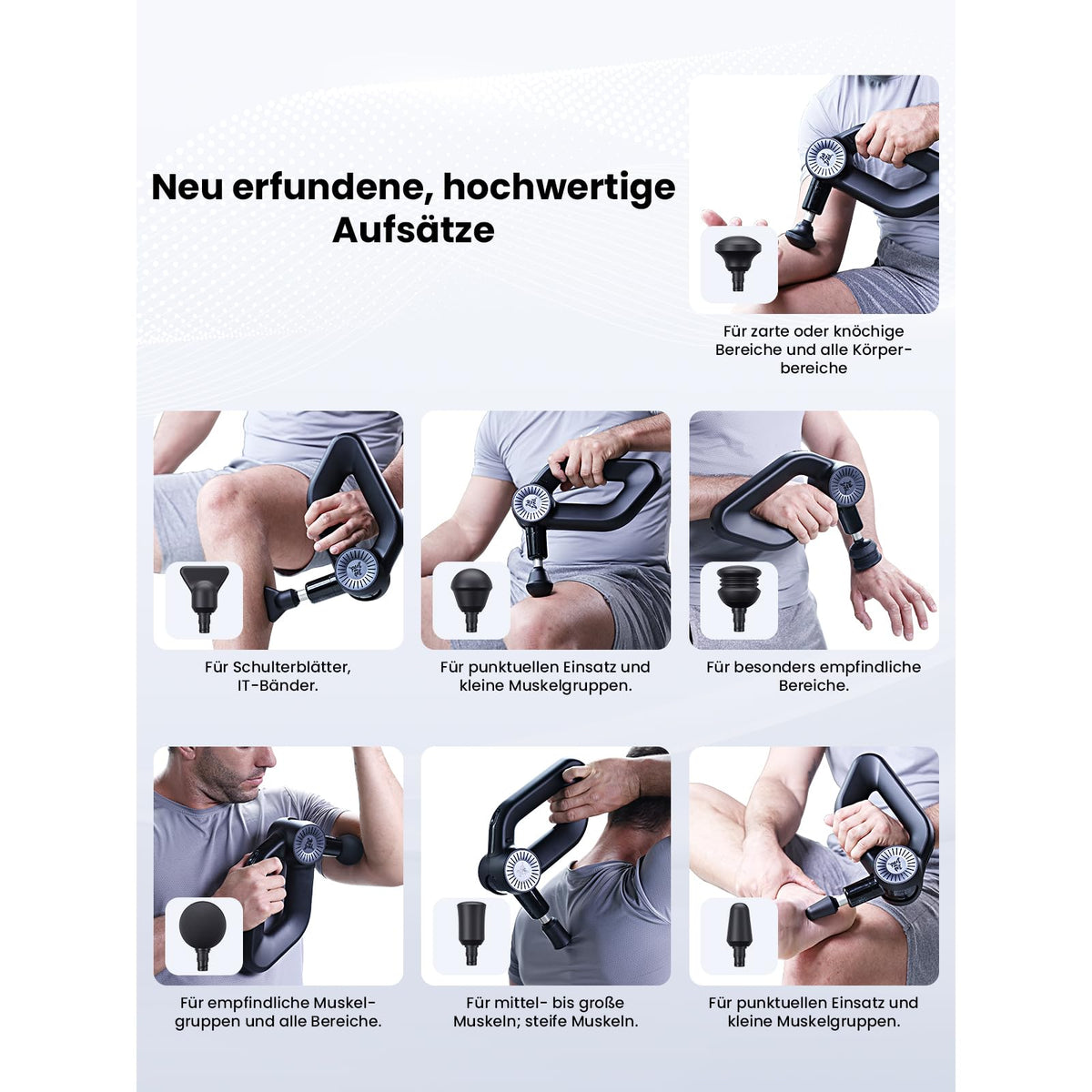 Percussion Massagepistole D6 Pro 16mm Amplitude OLED Bildschirm für Schulter Rücken Bein Tragetasche