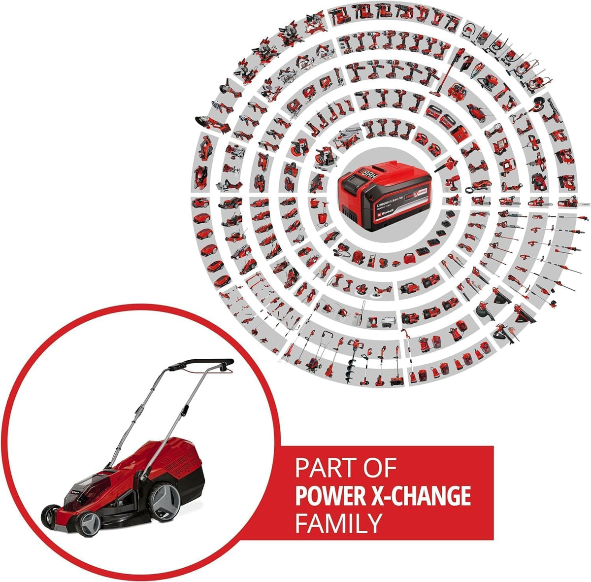 Akku Rasenmäher GEcm 36/43 Li M Solo PowerXChange 36V 43cm 600m² Brushless Mulchfunktion 63L 25 75mm ohne Akku
