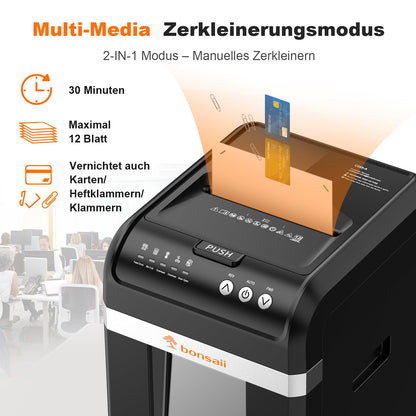 Aktenvernichter AutoFeed 200 Blatt P4 Mikroschnitt 60 Min 31L herausziehbarer Behälter leise 58 dB C283
