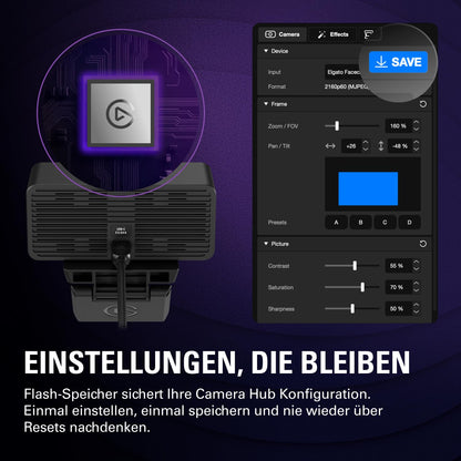 Facecam 4K 4K60 Studio Webcam DSLR ähnlich Sony STARVIS 2 Sensor 49 mm Objektivfilter unkomprimiert HDR USB-C
