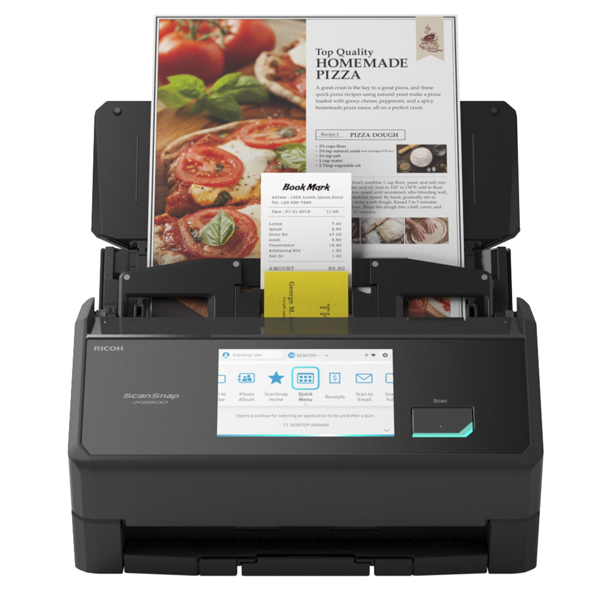 iX2500 Dokumentenscanner, Duplex, 45 S./Min., 100 Blatt ADF, 600 DPI, 5 Zoll Touchscreen, WLAN/Bluetooth/USB