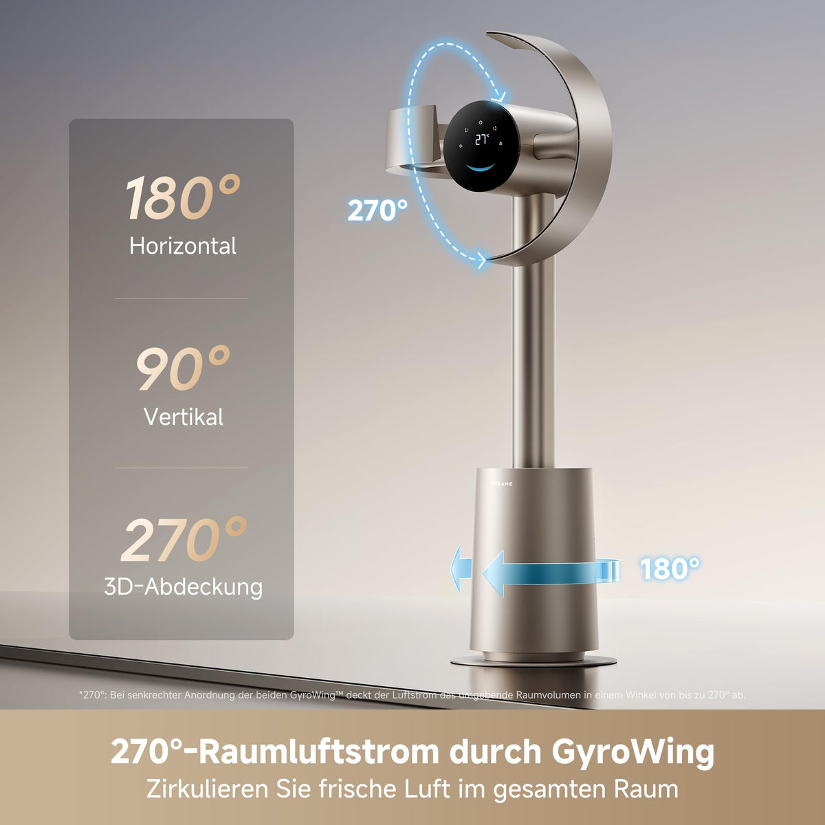 MF10 Rotorloser Ventilator 270° Luftzirkulation 16x AirBoost temperaturadaptiver Luftstrom App Sprachsteuerung