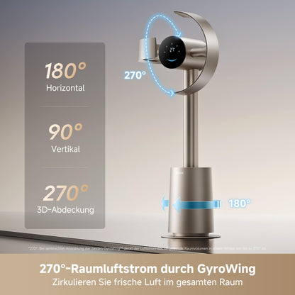 MF10 Rotorloser Ventilator 270° Luftzirkulation 16x AirBoost temperaturadaptiver Luftstrom App Sprachsteuerung