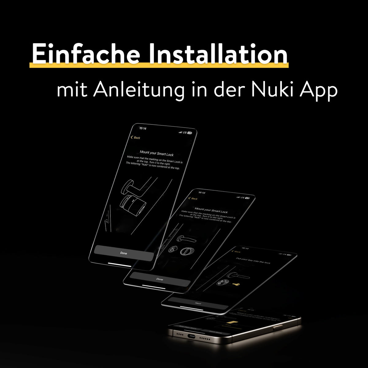 Smart Lock Pro mit Bluetooth, WLAN, Matter, Smart Home, Fernsperren, einfache Nachrüstung ohne Zylindertausch