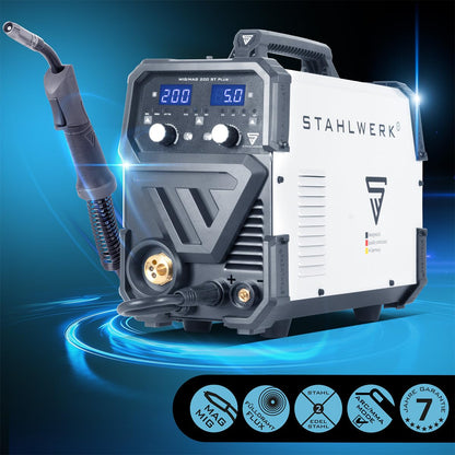 Schutzgasschweißgerät MIG/MAG 200 ST, IGBT Inverter, 200 A, synergischer Drahtvorschub, FLUX, Lift TIG, MMA