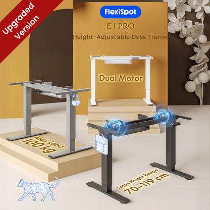 Höhenverstellbares Tischgestell E1 Pro Doppelmotor Kabelmanagement LED Höhenanzeige 4 Speicher Büro Homeoffice