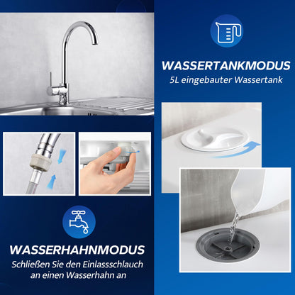 Mini Tischgeschirrspüler, 5+1 Programme, 5L Wassertank, Touch Control LED Display, Energieklasse D