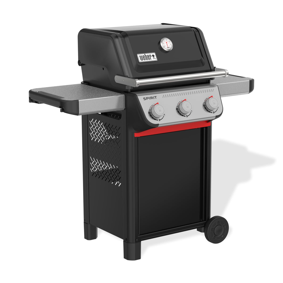 Spirit E310 Gasgrill 3 Brenner SnapJet Zündung Räder Warmhalterost 51x46cm Grillfläche Schwarz Silber