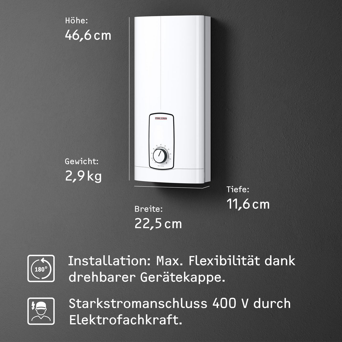 Durchlauferhitzer DHB 18 21 24 ST Trend gradgenaue Temperaturwahl 3i Technologie VDE geprüft Energieklasse A