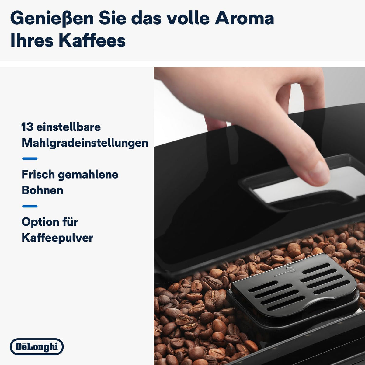 Magnifica S Kaffeevollautomat mit Milchaufschäumer, Espresso und Cappuccino, Bedienfeld, Schwarz ECAM11.112.B