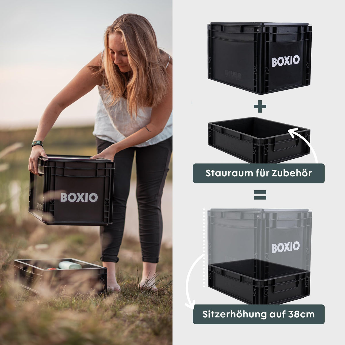 Toilet Max+ Trockentrenntoilette chemiefrei für Camping Van Outdoor Dachzelt Eurobox Basis ohne Strom 40x30x28