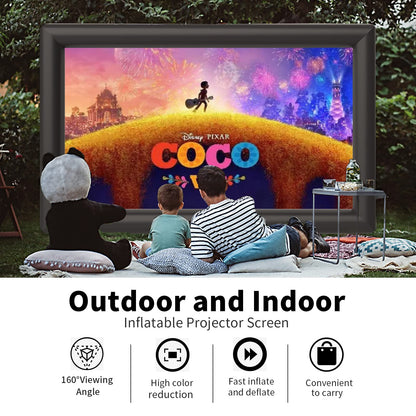Aufblasbare Beamer Leinwand, Stand und Gebläse, Front und Rückprojektion, Indoor Outdoor tragbar, 16:9, 20 Fuß