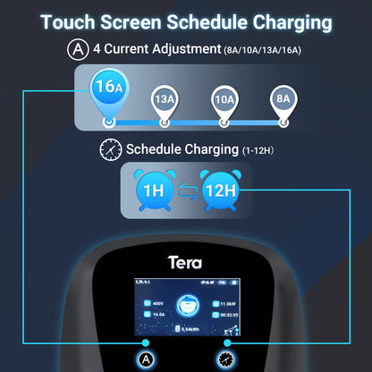 EV Wallbox Typ 2 11kW 16A 400V CEE 3 Phasen Stecker App WLAN Bluetooth 7m Ladekabel Wandhalter CE TÜV PHEV W01