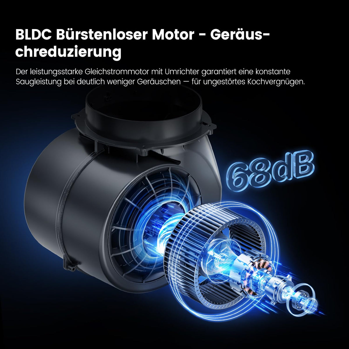 Dunstabzugshaube 90cm A++ 867m³/h ANGJ72B 90PRO EU Umluft Abluft Touch Gestensteuerung 4 Stufen