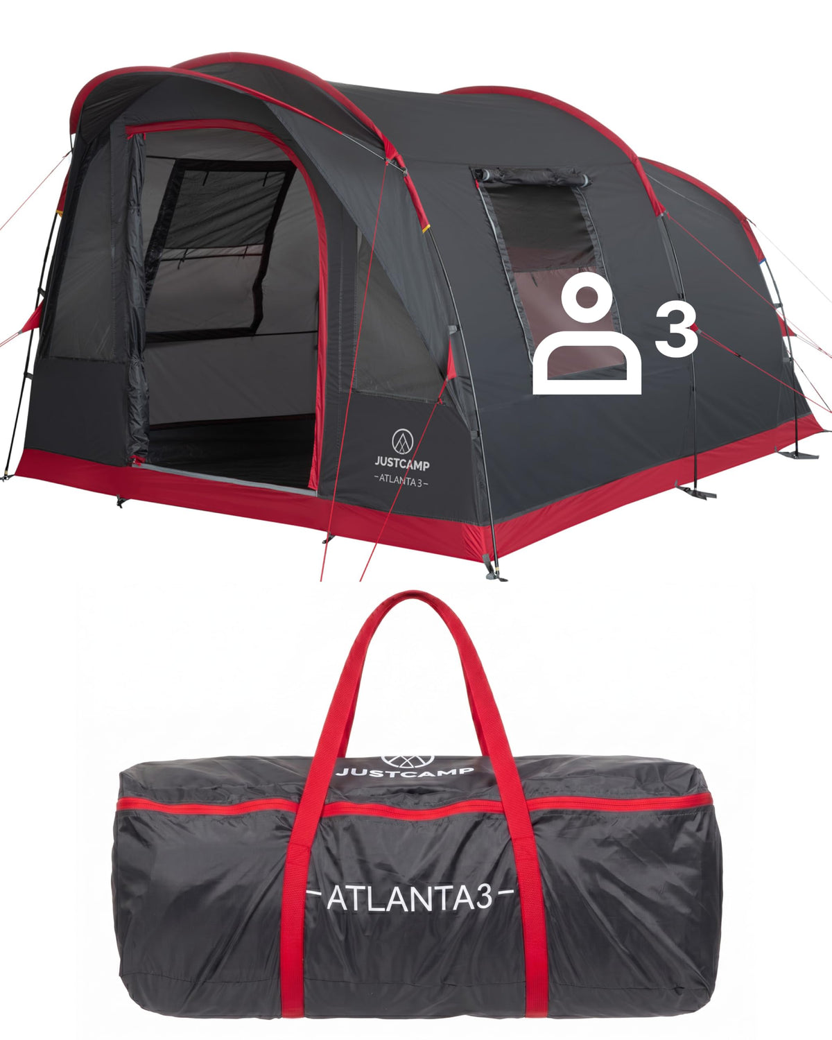 Atlanta 3 5 oder 7 Personen Tunnelzelt mit Stehhöhe Vordach Boden Fliegengitter wasserdicht Camping Festival