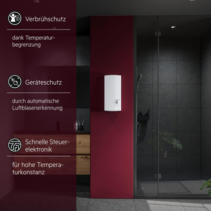 Durchlauferhitzer DDLE Basis 18/21/24 kW umschaltbar stufenlose Temperaturwahl 400V VDE Energieklasse A 222390