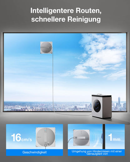Fensterputzroboter WINBOT W3 OMNI Multifunktionsstation Wischpadreinigung Randreinigung 3 Düsen App Steuerung