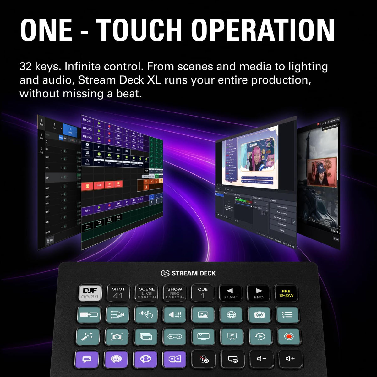 Stream Deck XL, Studio Controller, 32 Tasten, unbegrenzte Aktionen, Integrationen, visuelles Feedback, Mac/PC